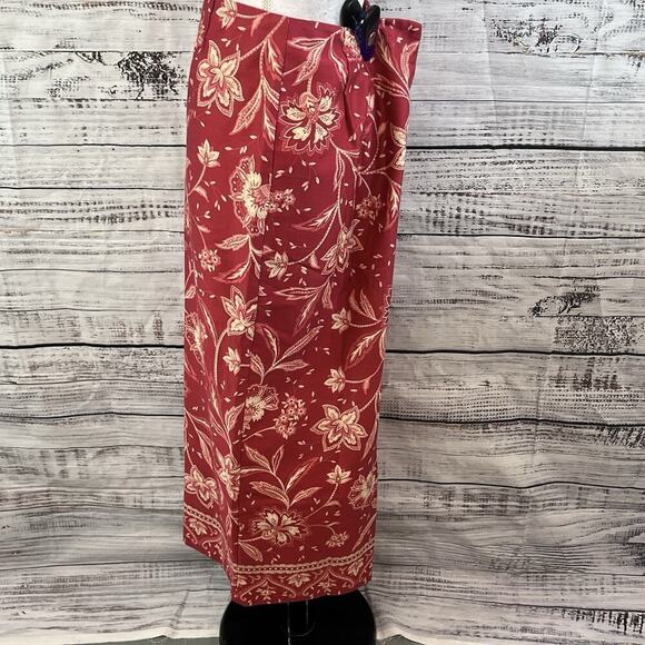 Talbots Skirt size 10 Mauve Red Pink Paisley Long Straight Peasant Modest Boho - Picture 7 of 10